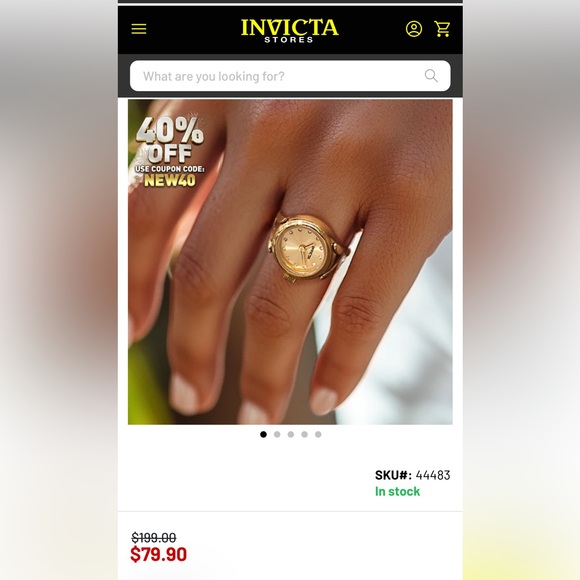 Invicta Gold Watch Ring - Picture 3 of 6